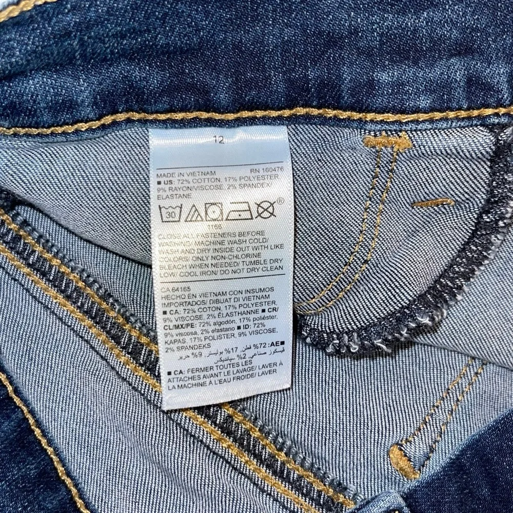 Old Navy Girls Rockstar Super Skinny Ankle Mid-Rise Dark Blue Jeans Size: 12 EUC